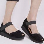 L’Amour des Pieds Amadour Peep Toe Mary Jane Platform Sandal Black Suede Size 8M Photo 0