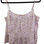 J. Crew Ruffle Tank Top Pink Paisley Large NWT Babydoll Cami Y2K Fairy Cottage Photo 0