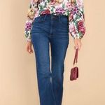 Aura  size XL women’s floral print button front ls top relaxed oversized fit pink Photo 0