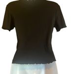 Urban Revivo Black Ribbed Ruffle Detail Cropped Top Baby Tee Sz 8 Y2K Whimsigoth Black Photo 1