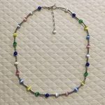 Sterling Silver VTG  Multicolor Cats Eye Station Beaded Choker Necklace Extension Photo 13