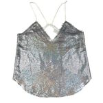IRO  - Ernet Sequin Crepe Sleeveless Cami Tank Top in Silver Photo 0