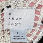 A New Day Maxi Dress L NWT Open Work Knit Cream Black Stripe Beach Summer Trip Photo 8