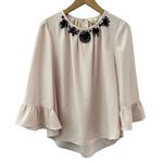 Kate Spade New York Pink Champaign Embellished Crepe Top Size XL Photo 3