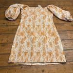 ACOA Smocked Off Shoulder‎ Ruched Ruffle Floral Mini Babydoll Dress Sz large NWT Orange Size M Photo 1