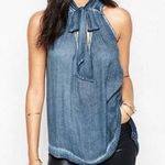 Free People Sleeveless Tie Neck Blue Top Photo 0