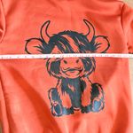 SheIn  Orange Hoodie with Cute Cow Print Photo 9