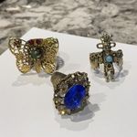 Lot Of 3 Beautiful Adjustable Ornate Women's Costume Rings Photo 0