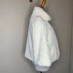 High Neck Faux Fur Textured Jacket Cream Sz Small Photo 3