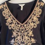 Soma Black Ornate Embroidered Tunic Top Bohemian Mini Dress Size M Boho Size M Photo 2