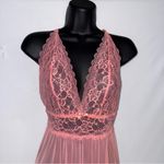 Lace‎ Mesh Halter Babydoll Chemise Slip Peachy Pink Lingerie Size L Photo 4