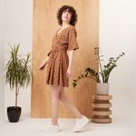 Known Supply Kalen Dress Spice Pop Floral Size Medium Brown Photo 1