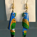 Handmade Colorful  Wooden Parrot Dangle Earrings Photo 0