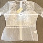 A.Peach White Lace Blouse with Crochet Detailing Photo 3
