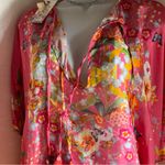 Johnny Was  Silk Kaftan Poncho Kimono Blouse One Size Pink Floral Butterfly Boho Photo 0