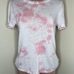 Faherty Didion Tie Dye Tee Small Womens White Pink Hemp Organic Cotton Crewneck Photo 0