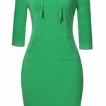 Brand New Miskay Green Hooded Hoodie Knee Length Jersey Knit Dress Photo 0