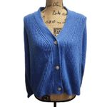 Mustard Seed  Cardigan‎ Womens Size S Blue V-Neck Ribbed Button Closure Everyday Photo 1