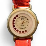 Michelle Louise Women's Red Metallic Buckle Band Analog Watch Leather Hearts Photo 0