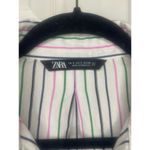 ZARA  Womens Pinstripe Cotton Collar Button Down‎ Size Small Photo 1