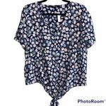 Madewell  medium womens Blue Moon v neck front tie blouse floral design NWT blue Photo 8