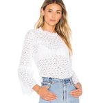 Velvet by Graham Spencer 100% cotton eyelet blouse w/ flare exaggerated sleeves White Size XS Photo 0