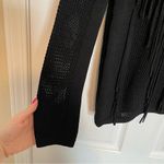 Sandro Paris Open Knit Fringe Top Sweater Sz S/M Black Boho Western Photo 7