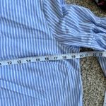 CHAPS 🦋  Blue White Pin Striped 3/4 Bell Sleeve Mini Dress Medium Photo 5