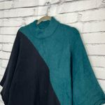 Alfani  Teal Black Colorblock Mock Neck Short Sleeve Sweater Women’s 1X Fuzzy Photo 6