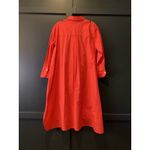 Natori  embroidered Cotton Poplin knee length long sleeve Shirtdress orange M Photo 2