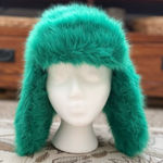 SO  Bright Green Faux Fur Hat Trapper Hat Photo 0