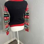 No Boundaries  Festive Reindeer Sweater - Black, Red, Green Photo 4