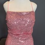 Women’s Pink Sequined Short Homecoming Party Dress Ruffle Hem CorsetBack Size 8 Photo 1