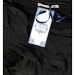 Tempo Paris NWT  L Silk Tiered Stretch Dress Black Long Sleeve Black Frayed Knit Photo 5