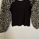 Anthropologie By Woven Ruffle Sleeve Sweater Black White Floral Medium Party Photo 9
