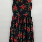 Vintage 1960s Fit N Flare A Line Dress Floral Print Sleeveless Womens XXS Photo 1