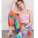 Farm Rio Anthropologie LG Pants Women's Rainbow Checkered Woven Jogger Pants NWT Photo 0