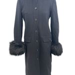 ZARA  Jacket Coat Fitted Fur Trim Manteco Wool Blend Black Size Small Photo 5