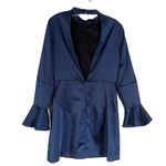 ZARA womens sateen open back dress bell sleeve Medium Bloggers Favorite NWT Photo 11