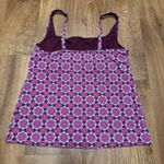Lands' End Womens Purple Medallion Babydoll Tankini Swim Top Underwire Size 8 Photo 1