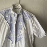 Vintage Take a Break Western Shirt M White Eyelet Embroidered Yoke Lace Detail Size M Photo 1