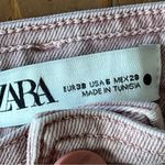ZARA  Womens Y2K Wide Leg Jeans Pastel Pink High rise Flare Boho Raw Hem Photo 3