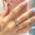 SIZE 5 Stainless Steel Weaving Twisted Dome Ring Silver Photo 1