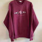 Jerzees ✨ Maroon Estes Park Colorado Floral Embroidered Crewneck Sweatshirt Large Photo 0
