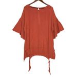 Free People Free‎ People Gauze Mesh Tunic Dress Oversized Cinnamon Orange Top L Boho Photo 2