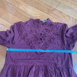 Madewell  Size M Ruffled Flannel Mini Dress Eyelet Oversized Prairie Mulberry Photo 8