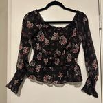 Patrons of Peace  black floral crop top size M Photo 0
