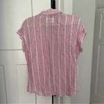 Rails  Striped Pink White Jamie Kokomo Stripe Button Down Short Sleeve Top linen Photo 4