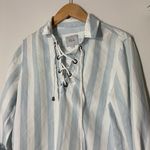 Rails Striped Long Sleeve Lace Up Shirt Photo 7