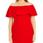Almost Famous Women's Off-the-Shoulder Ruffle Bodycon Dress - Size Large, Red Photo 0